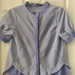 Striped Short Sleeve Blouse - Women's Size Large